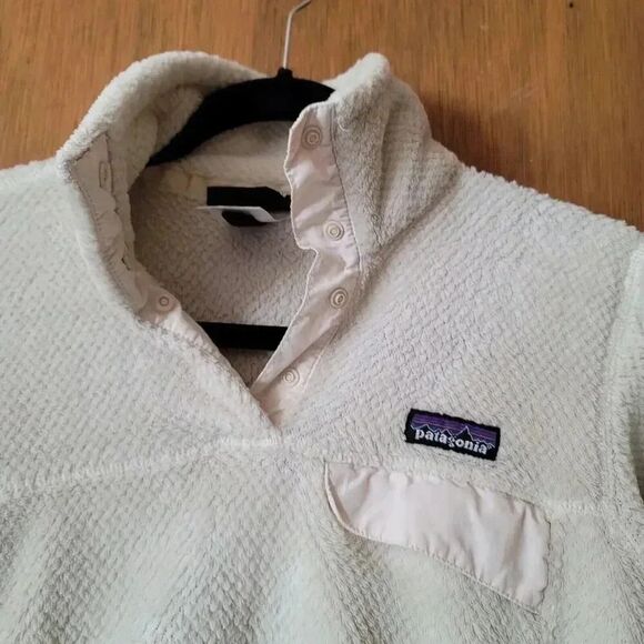 Patagonia Womens Re-Tool Snap-T Pullover Size Small S White Cream Fleece Sweater - Picture 3 of 11